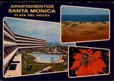 Apartamentos Santa Monica Playa del Ingles Gran Canaria Spain vtg postcard c730