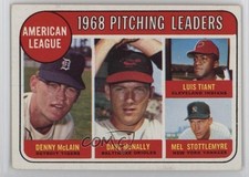 1969 Topps League Leaders Denny McLain Luis Tiant Mel Stottlemyre #9 0dr5