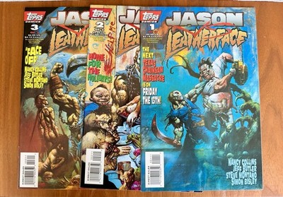 Jason vs. Leatherface Topps Comics Lot #1 -3 Very HTF Rare Complete Run NM/NM+