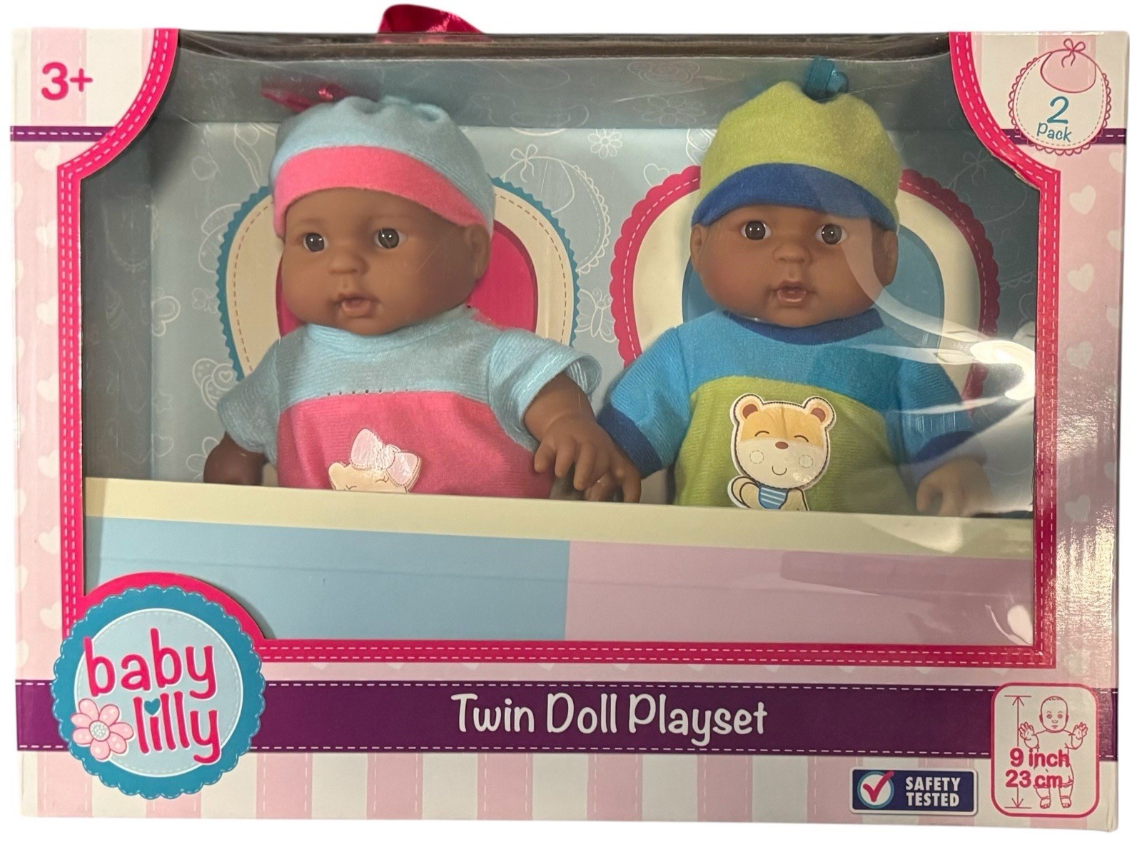 Baby Lilly Twin 2 Doll Playset 9&rdquo; Tall Black African Ameri