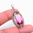 Pink Rubellite Tourmaline Gemstone 925 Sterling Silver Pendant 1.77" P0878124249