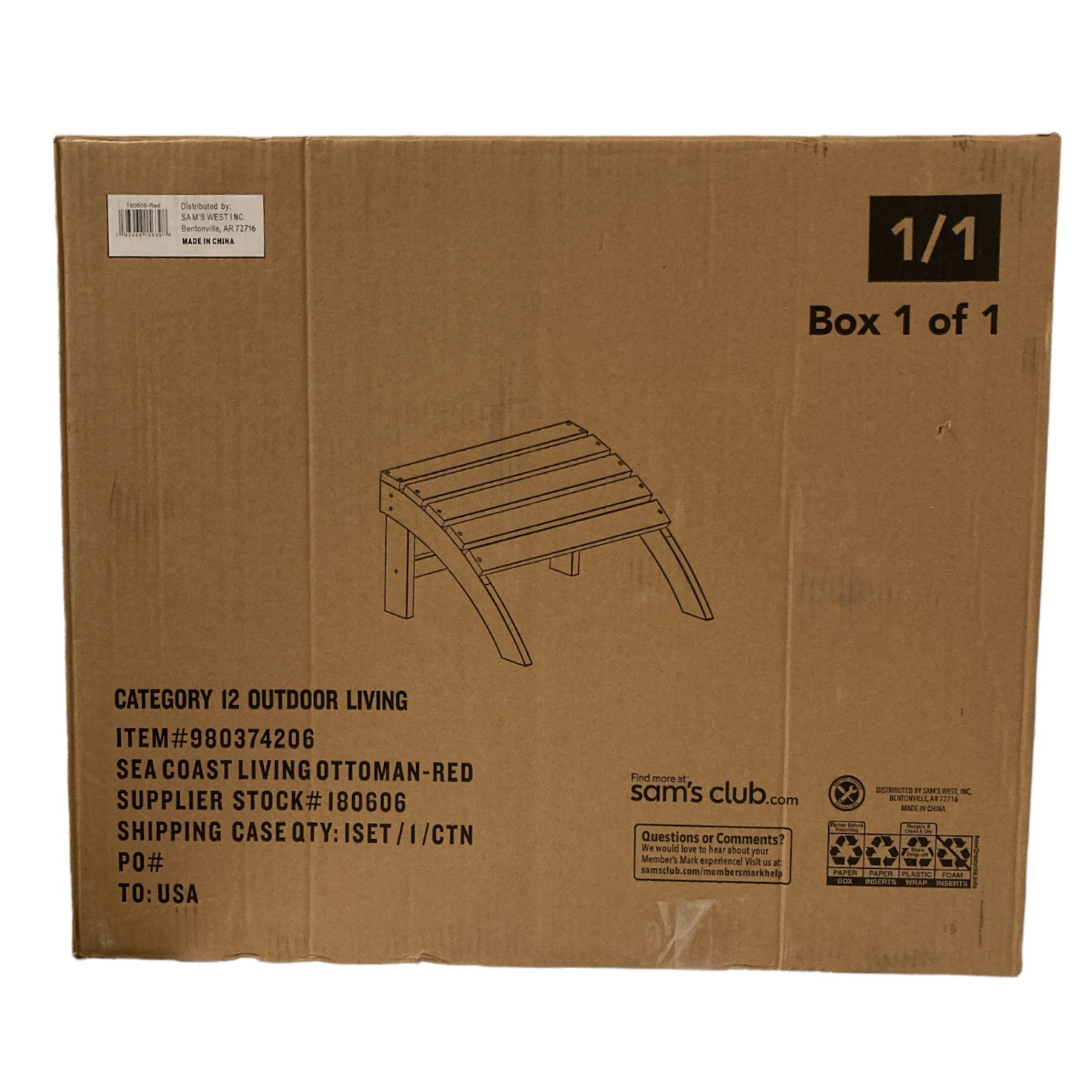 Оттоманка для гостиной на морском побережье, изготовленная из смолы, стабилизированной поли УФ-излучением, красного цвета