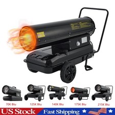 70K-215K Btus Kerosene/Diesel Forced Air Space Heater w/ Thermostat & Fuel Tank