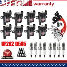 UF262 D585 Ignition Coil & Spark Plug & Wires For Chevy Silverado 1500 2500 GMC
