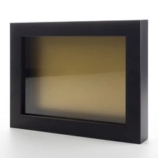 Black 13x13 Wood Shadow Box With Gold Acid-Free Backing 11/16 Usable Depth
