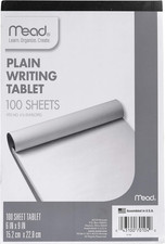 Mead Writing Tablet, 6" X 9" Paper Pad, Plain Note Pad, 100 Sheets (70104)