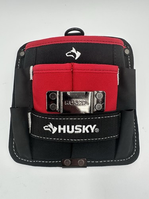 #ad #ad Husky 7 in. 3 Pocket Clip On Tool Belt Pouch Black Red Fabric Multiple Pockets $12.75