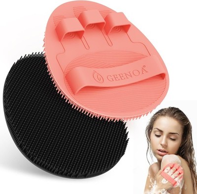 Upgrade Silicone Bath Glove 2PCS, 360° Anti-Slip & Enlarged Silicone Body Scrub