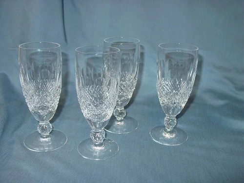 4 VINTAGE WATERFORD CRYSTAL COLLEEN SHORT STEM CHAMPAGNE FLUTES 6" GLASSES