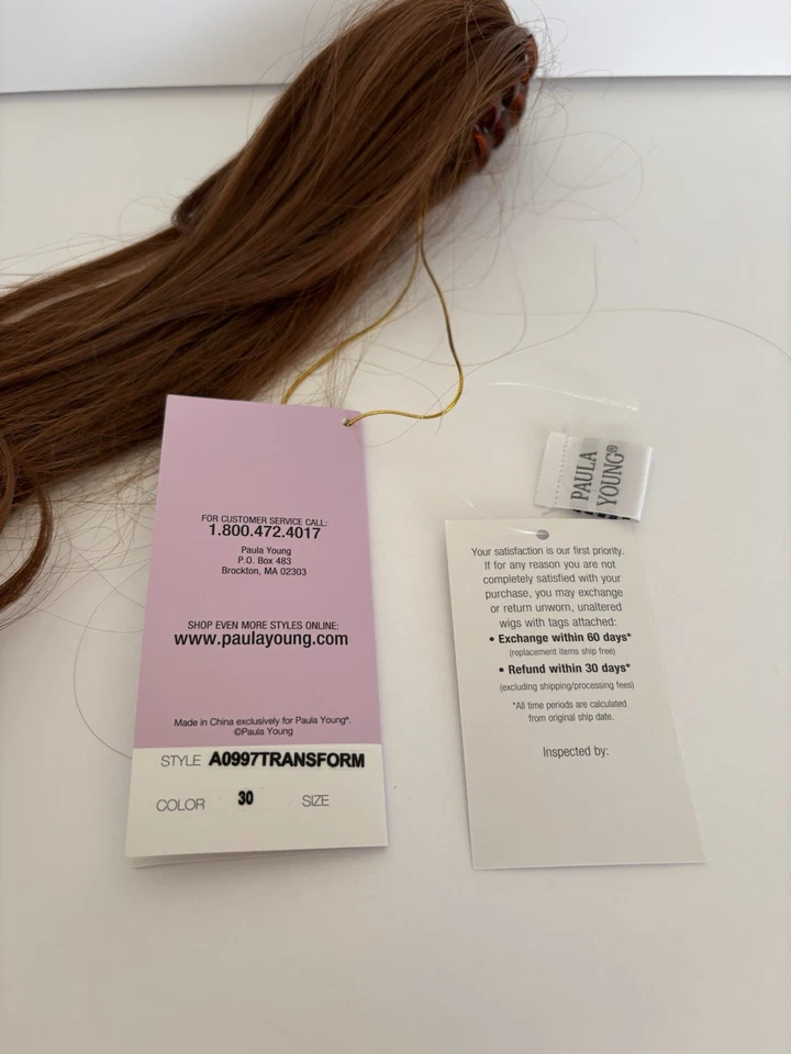 Clip de extensión de cabello Paula Young cola de caballo fluido color castaño rojizo medio A0997 Foto 3 de 4