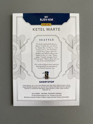 2016 National Treasures Ketel Marte Rookie Jersey Signatures RPA Patch Auto /10 - Picture 7 of 11