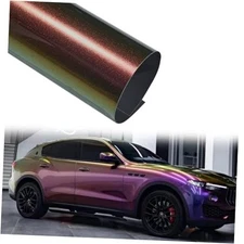 Gloss Chameleon Purple to Green Vinyl Wrap, Metallic Glitter Sparking Color 