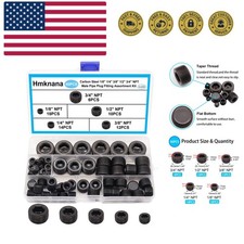 60PCS Black Carbon Steel Pipe Plug Fitting Assortment Kit - 5 Sizes 1/8" 1/4"...