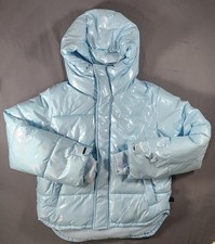 All in Motion Short Puffer Jacket SZ 10/12 Girls Water Wind Resistant Blue