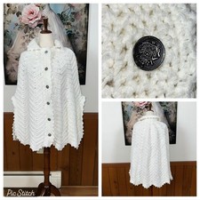 Darling Vintage 1970s White Knit Sweater Cape 