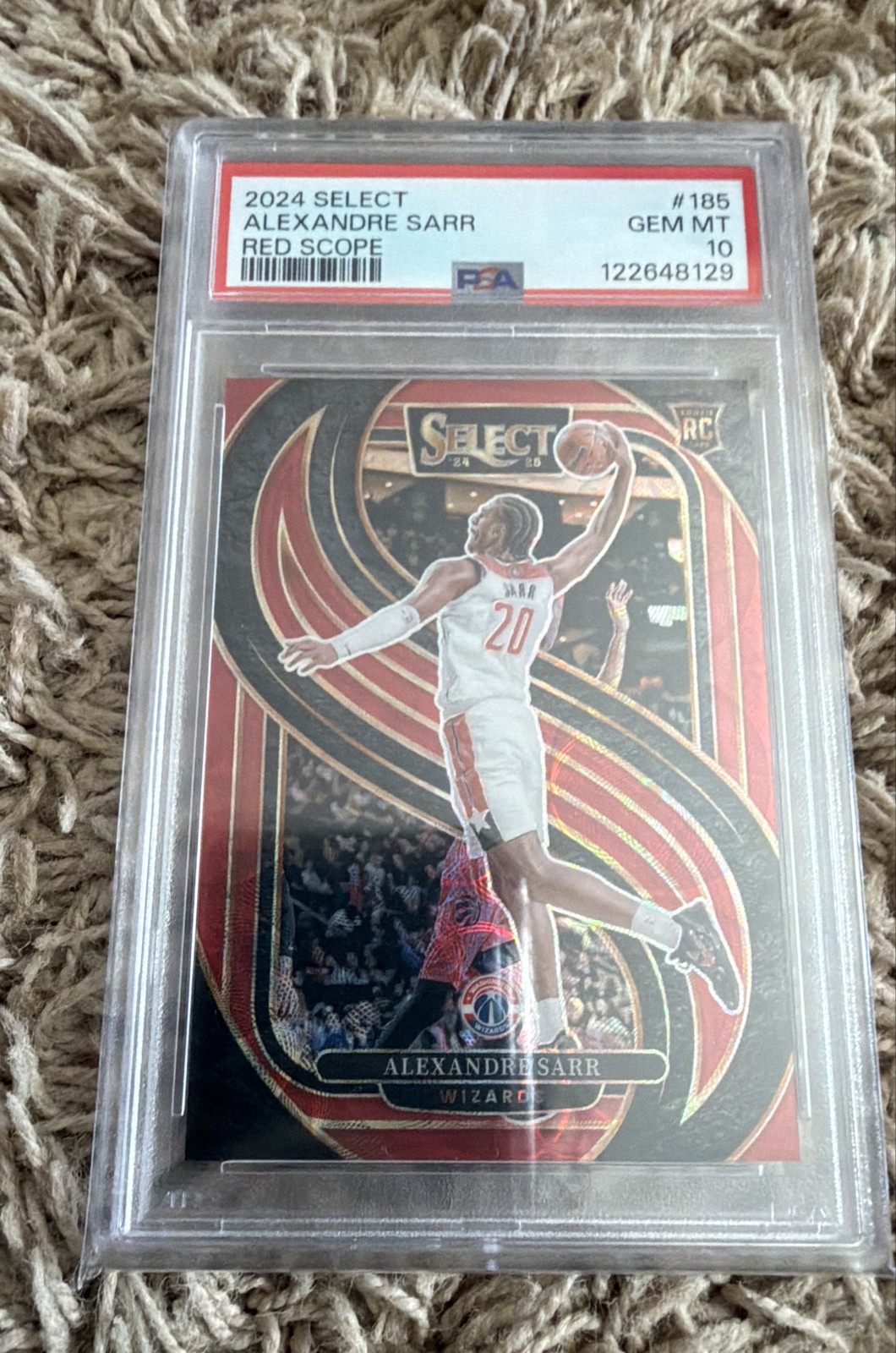 2024-25 Panini Select Premier Alexandre Sarr #185 Red Scope Prizm RC /249 PSA 10