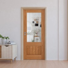 B-Grade Oak Internal Fully Finished Farley 1P 1L Obscure Lined Clear Glass Door
