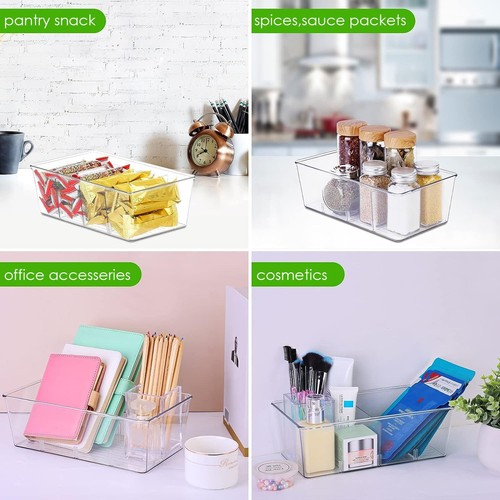 Pantry Organizer, 5 Pack Clear Organizer Bins with Removable 5PCS, - Picture 5 of 7