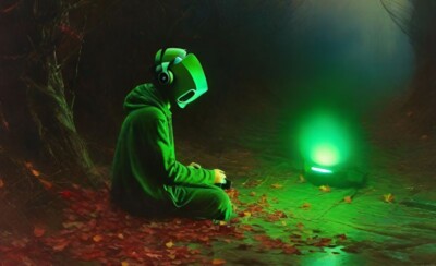 V.R Playing Aliens, Virtual Reality Aliens Wandkunst Größe A3 