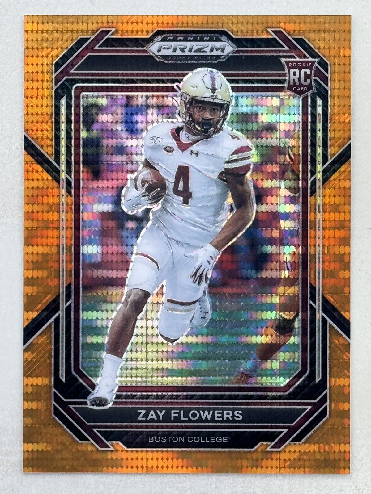 Zay Flowers 2023 Panini Prizm Draft Picks Orange Pulsar Prizm RC /49 #143 Eagles