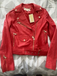 michael michael kors crinkled leather moto jacket