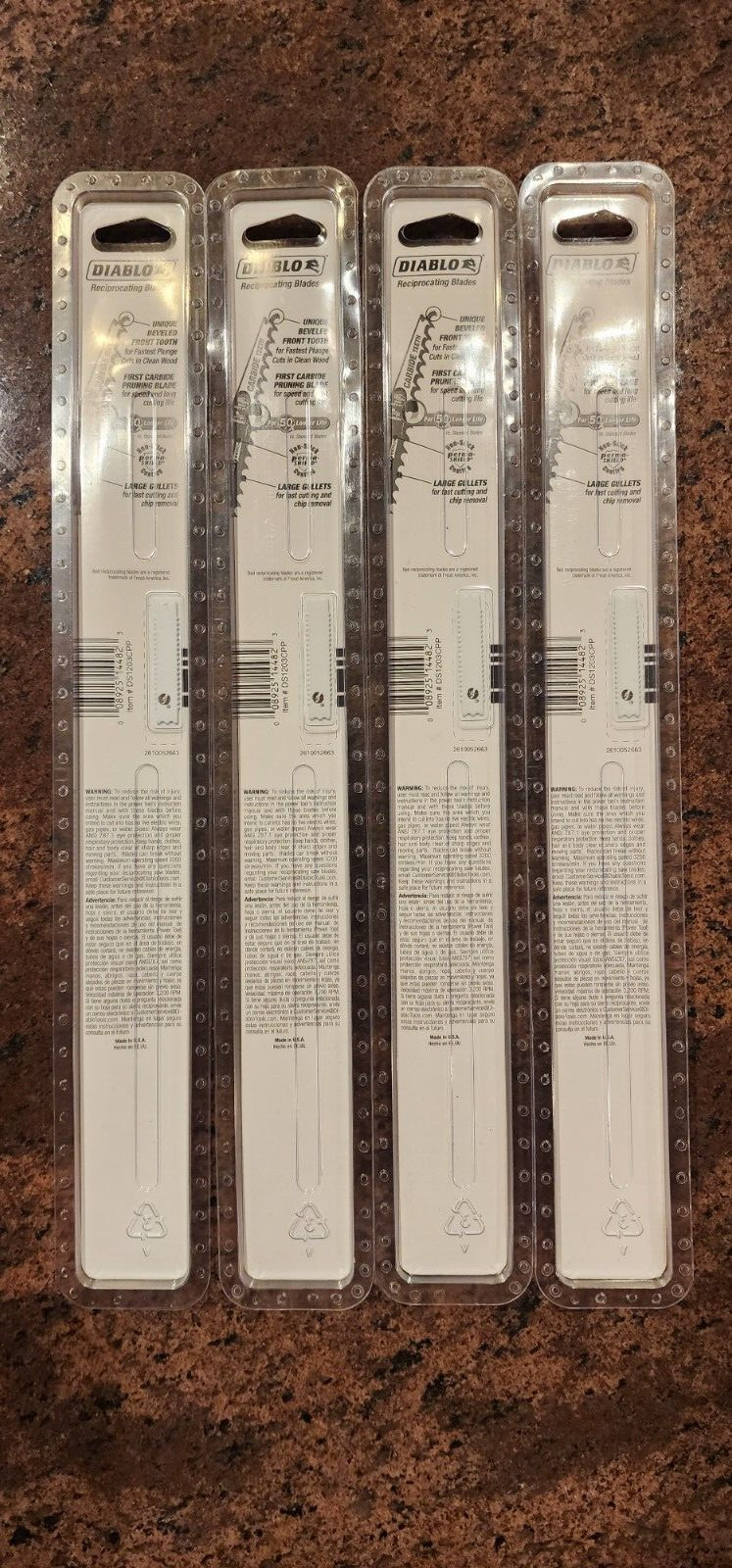 Lot of (4) Diablo DS1203CPP 2-Pack 12" Carbide Pruning Reciprocating Saw Blades