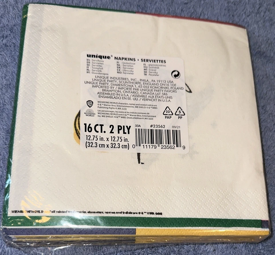 Servilleta de almuerzo Harry Potter 16pk Gryffindor Slytherin Hufflepuff Ravenclaw Foto 2 de 3