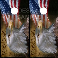We The People Eagle Flag LAMINATED Cornhole Wrap Bag Toss Skin Decal Sticker
