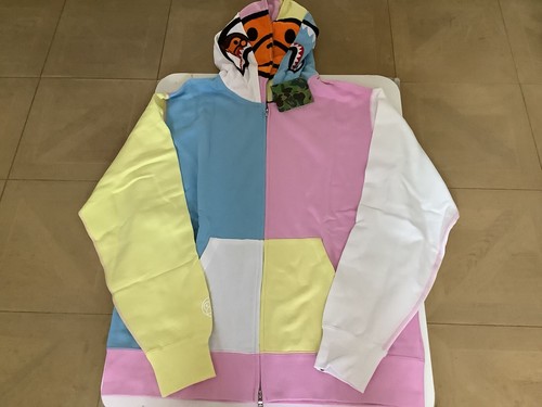 pastel multi camo shark full zip double hoodie