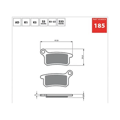 Pastillas de freno KTM SX 65 '03-17 sinterizadas todoterreno carreras GOLDfren 185-185S33 Foto 2 de 3