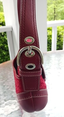 バッグ old coach one shoulder bag red soho y2k Coach F10926 MEDIUM Vintage Soho Y2K Cherry Red Signature C Canvas