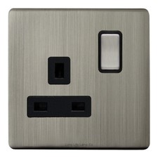 Black Gloss Nickel or Brush Chrome Wall Plate Plug Socket & Switches Slim Flat