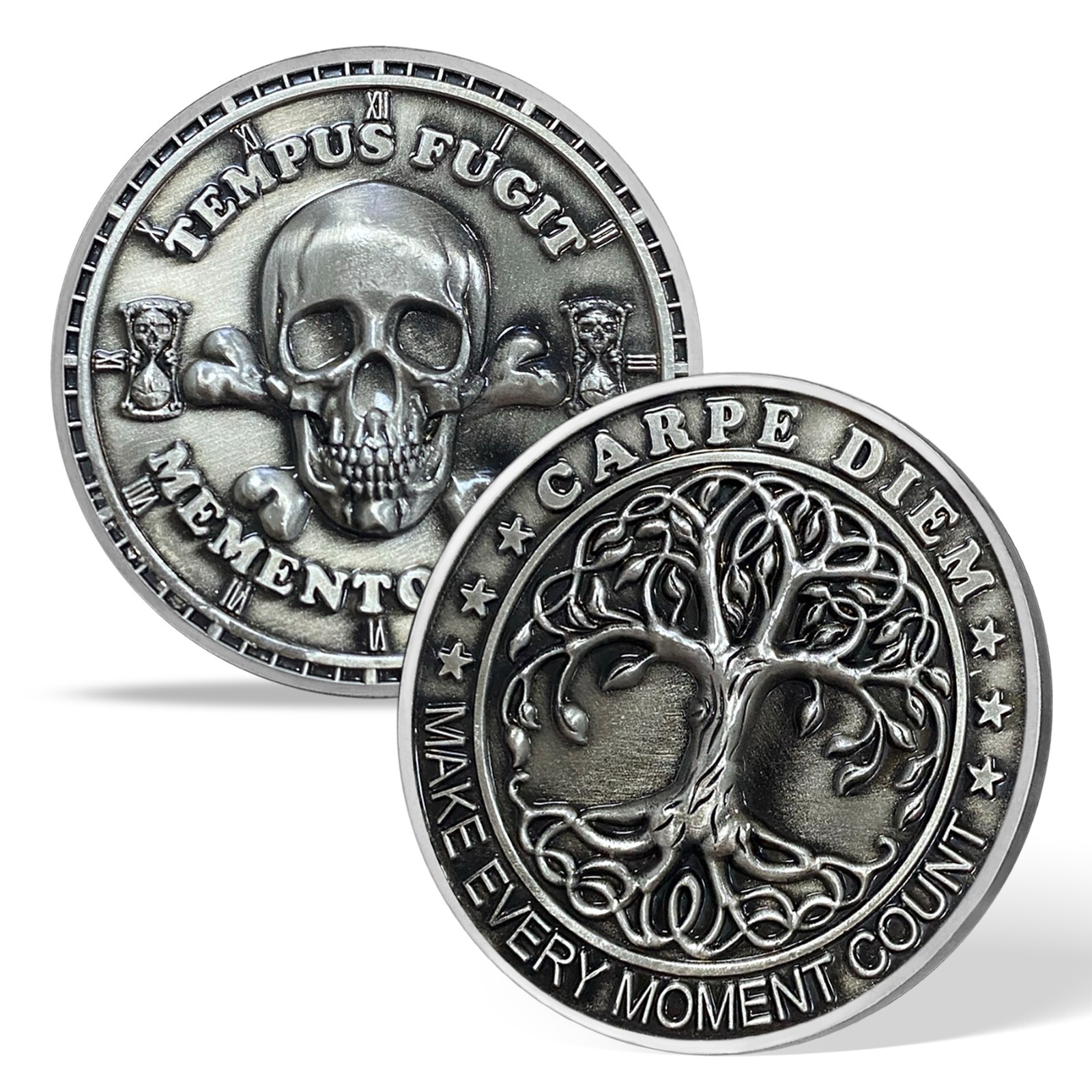 Memento Mori Memento Vivere Challenge Coin 3D Skull Death Coin Daily Stoic Token