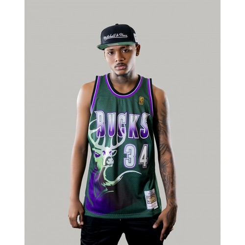 Mitchell Ness Milwaukee Bucks 1996 Ray ALLEN GOLD NBA LOGO SWINGMAN grünes Trikot - Bild 2 von 24