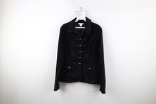 White House Black Market Womens 10 Ruffled Trim Velour Military Blazer Jacket
