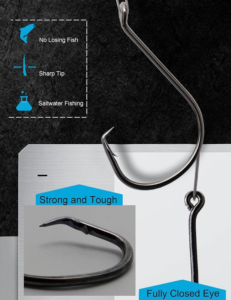 20 Pack Heavy Duty Circle Hook with Leader Wire Bass Catfish Fishing Lure Rig - Image 4 of 4