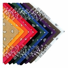 100 Cotton Paisley Print Double Sided Scarf Head Wrap Headband Bandana 12-Pack