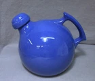 Antique Red Wing Art Pottery Blue Ball Pitcher w/Lid. Carafe Jug
