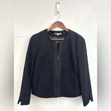 GAP Black Tweed Blazer Jacket Cropped Wool Short Metallic Office Extra Small XS