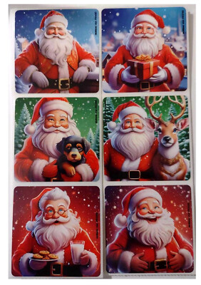 25 Jolly Santa Claus Christmas Stickers, 2.5'' x 2.5'' each, Party Favors
