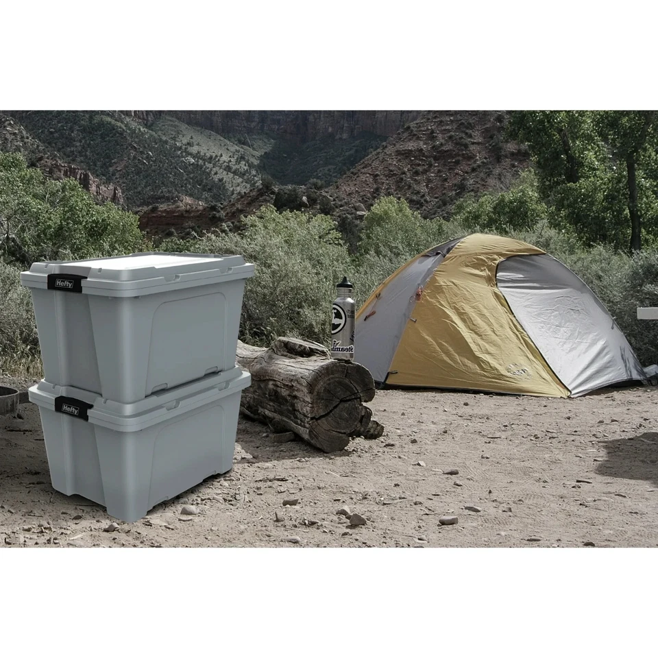 Hefty 18 gal Max Pro Plastic Utility Storage Tote, Gray, 6 Pack - Image 3 of 4