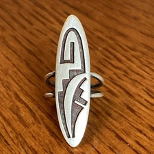 Lawrence Saufkie Hopi Ring Sterling Silver Vintage Superb Design Size 5.25
