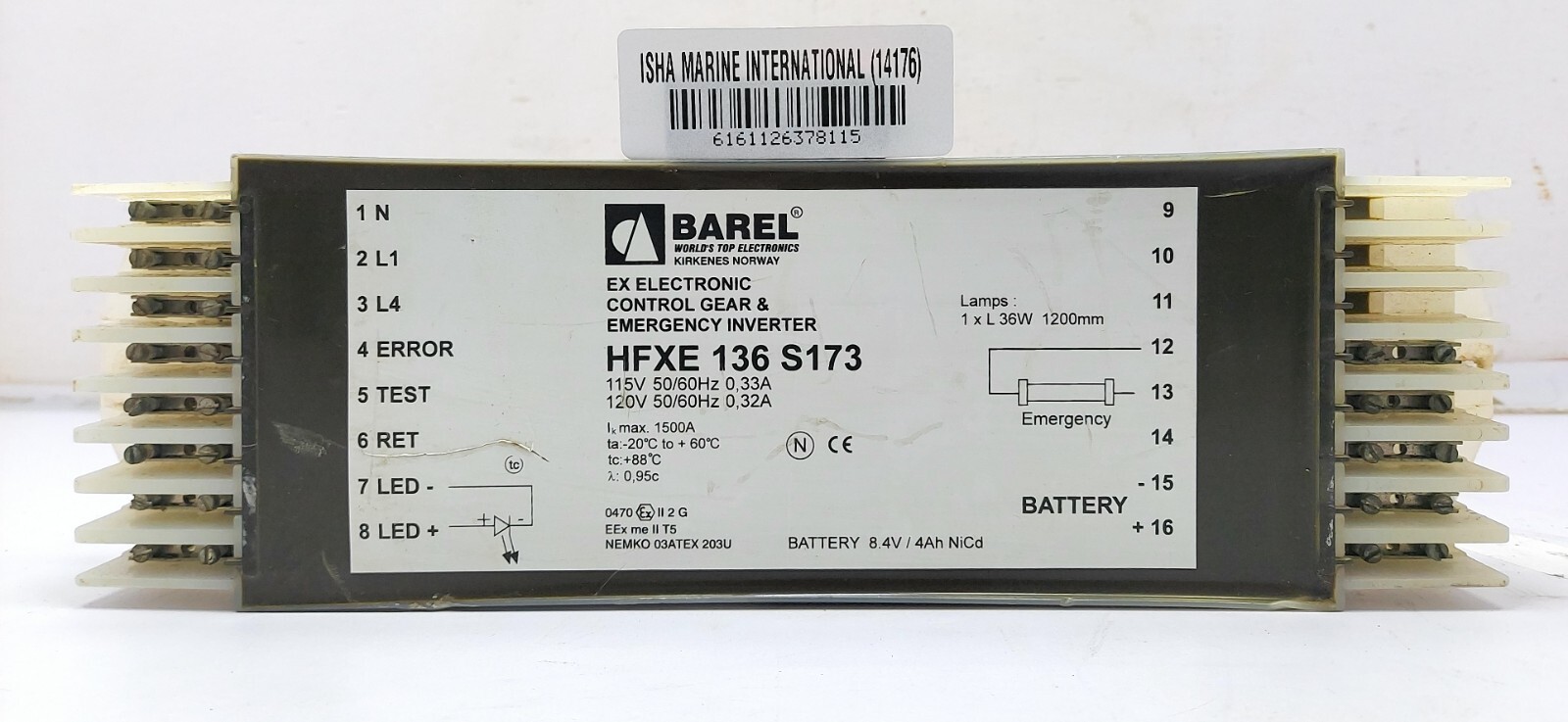 Barel EX Équipement De Contrôle Électronique Et Inverseur D'Urgence HFXE136S173