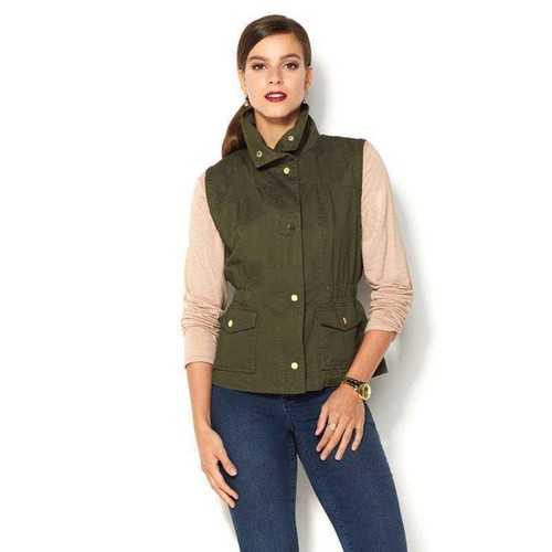 IMAN Size L Glam Multi-Look Reversible Faux Fur Vest DARK MOSS - Picture 3 of 4