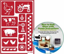 Farm Life Reusable, Adhesive Stencils: Rooster, Tractor, Cow, Pig, Corn, Flower