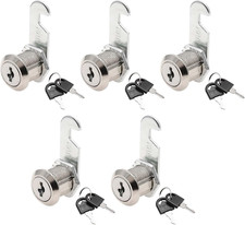 5 Pack Cabinet Cam Locks Keyed Alike, 3/4" 20mm Cylinder Lock, Drawer Locks fo