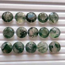 [WHOLESALE] Natural Moss Agate Faceted Round Shape Loose Gemstone Lot Jewellery.