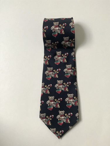 American Traditions Christmas Theme Italian Silk Necktie Teddy Bear/Toy 58” x 4” - Picture 2 of 11