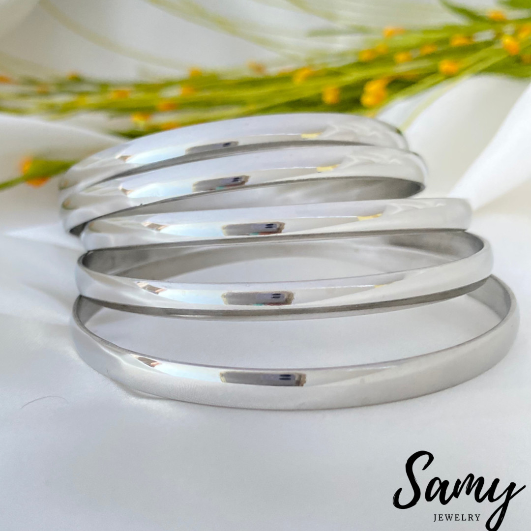 Bangle Bracelet For Woman Set of 7 Bangles, Stacking Bangles, Pulsera Semanario-image