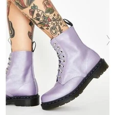 Dr. Martens 1460 Pascal Virginia Metallic Shimmer Combat Boots Purple Us 6